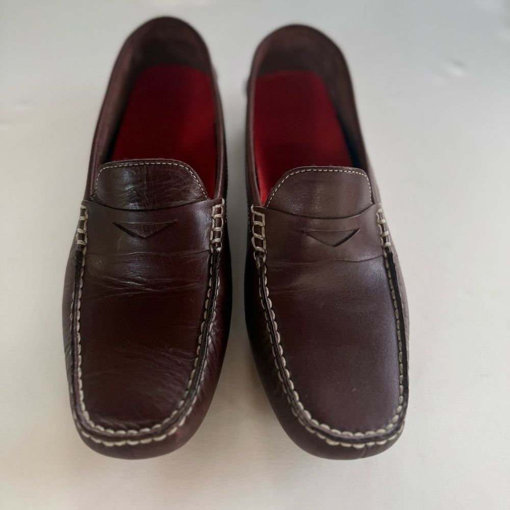 Cole Haan Dark Brown Leather Penny Driver Loafers, Made in India, 8.5 AA(narrow)